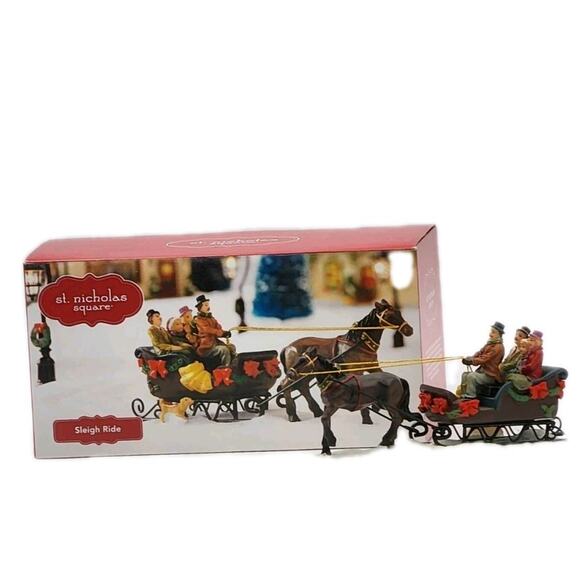 St Nicholas Square Sleigh Ride Christmas Village Collection VTG 2004 Open Box - Picture 2 of 16